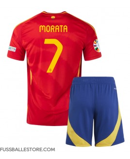 Günstige Spanien Alvaro Morata #7 Heimtrikotsatz Kinder EM 2024 Kurzarm (+ Kurze Hosen)